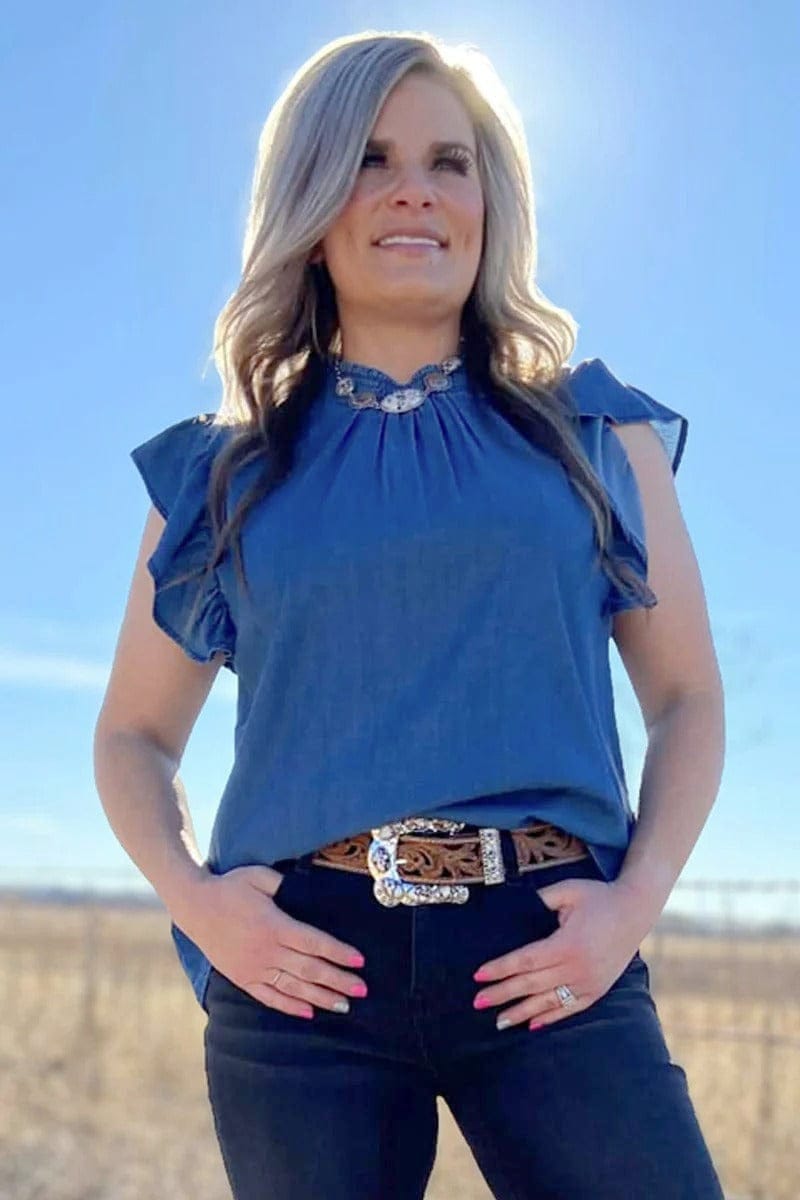 Baby Doll Top Dark Blue Denim by Sterling Kreek | | Western Soul®