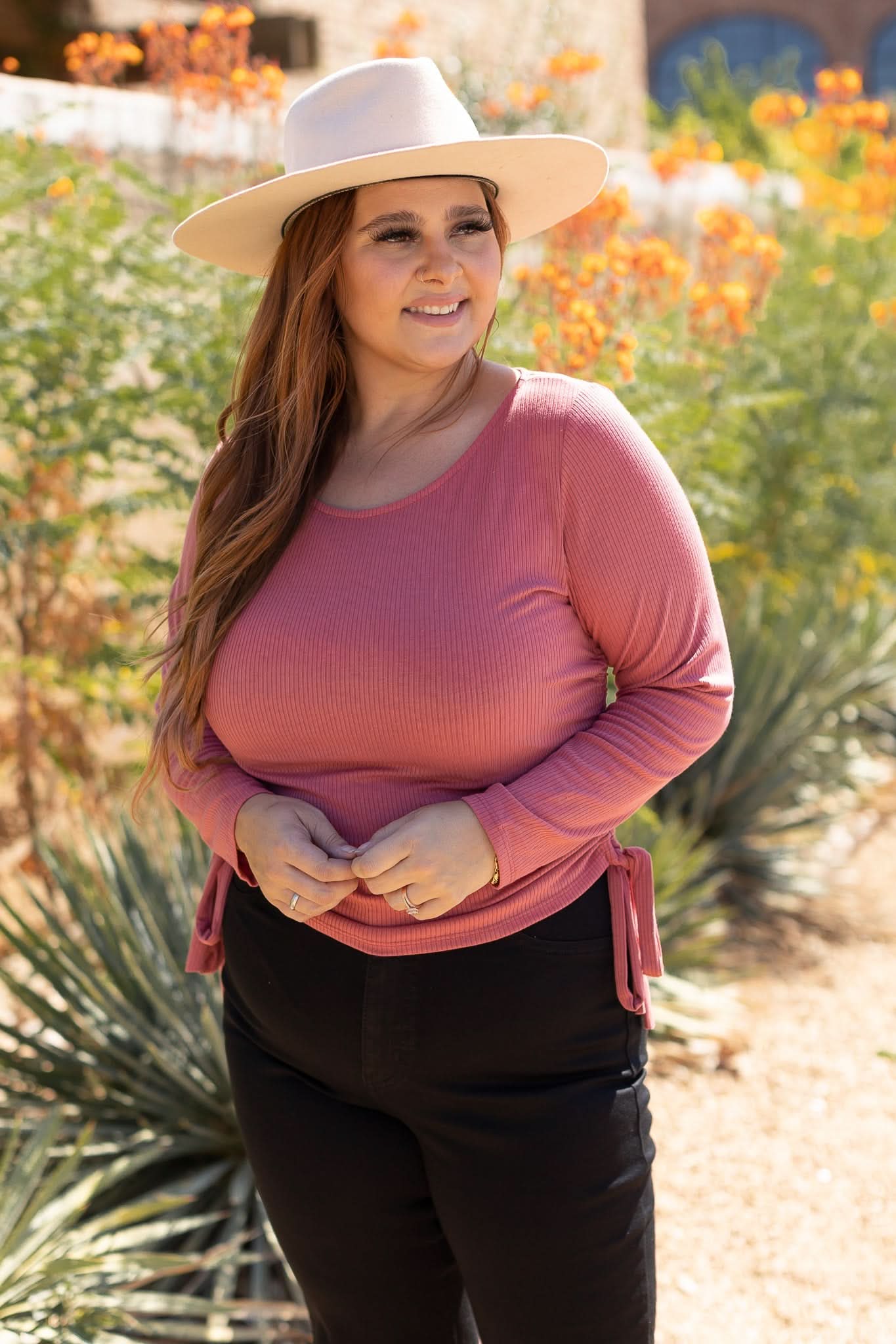 Side Ruched Plus Sized Top Pink from FMP - Main Image