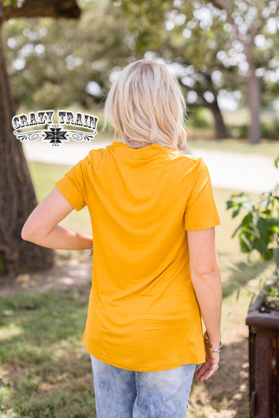 short sleeve top  Forever Fave Basic Mustard Top from Crazy Train Apparel