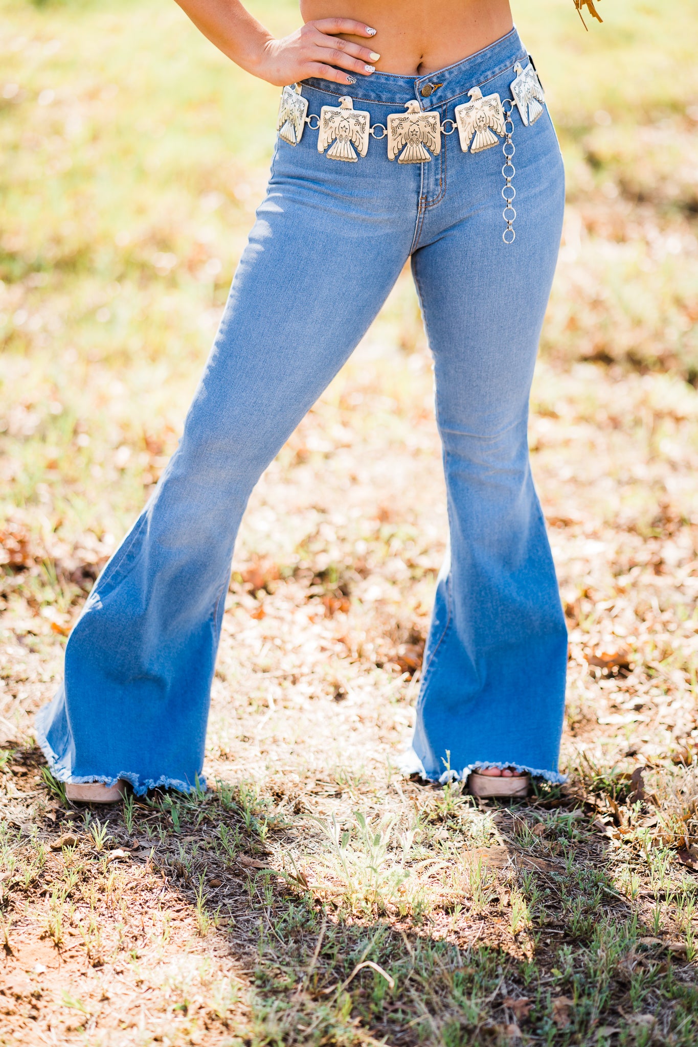 Light Wash Extreme Flare Bottom Jeans from L&B Apparel