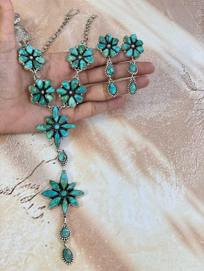 Nizhoni Traders LLC Necklace As Shown / One Size Handmade Sterling Silver Emerald Valley Turquoise