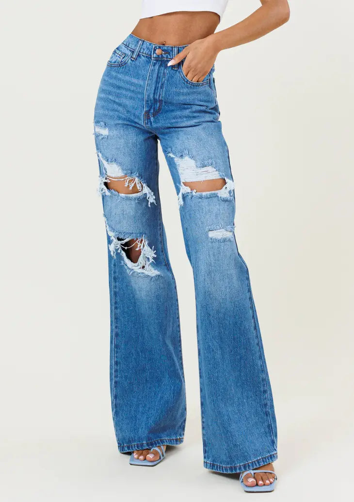 Wide Leg Destroyed Jeans – Western Soul®