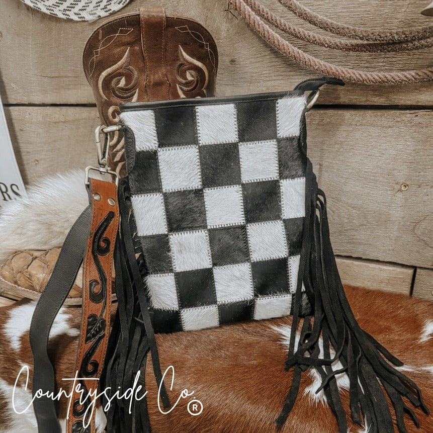 Countryside Co. Handbag Black Checkered Midnight Check Cowhide Bag