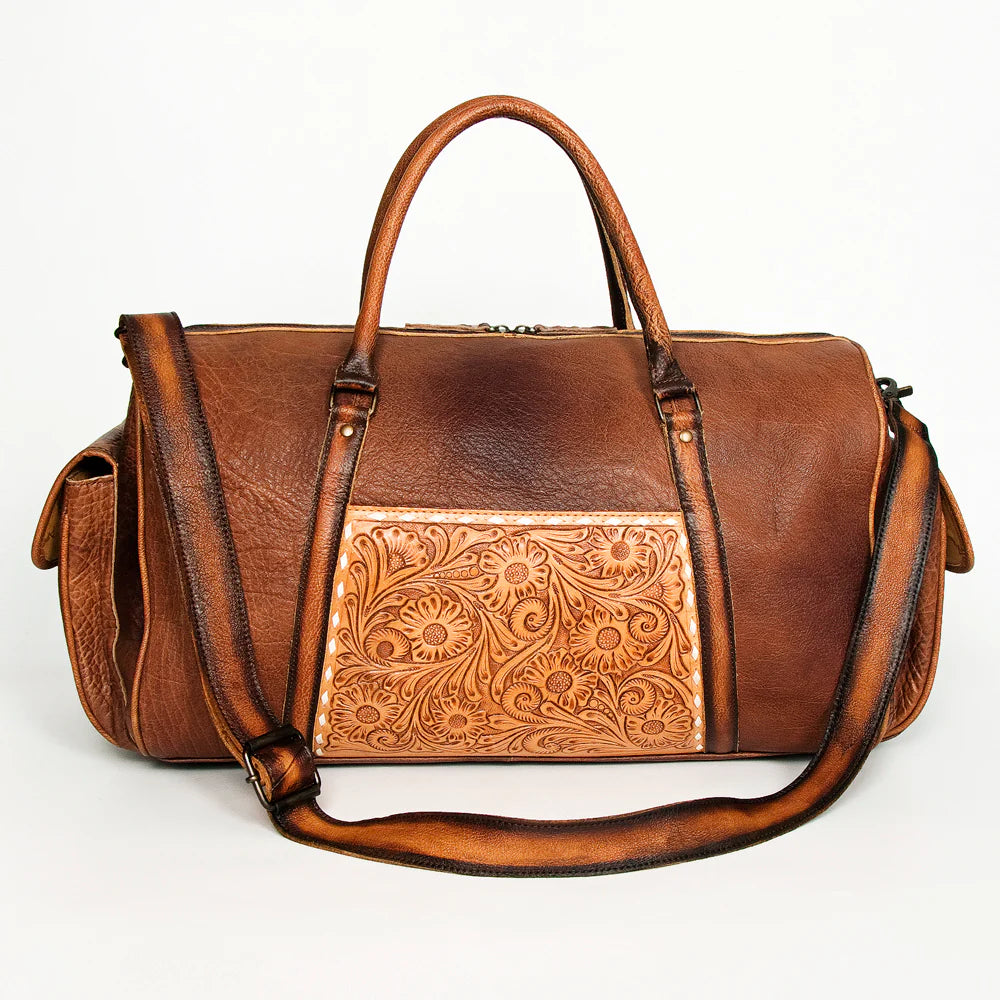 Handtooled Leather Duffel Bag