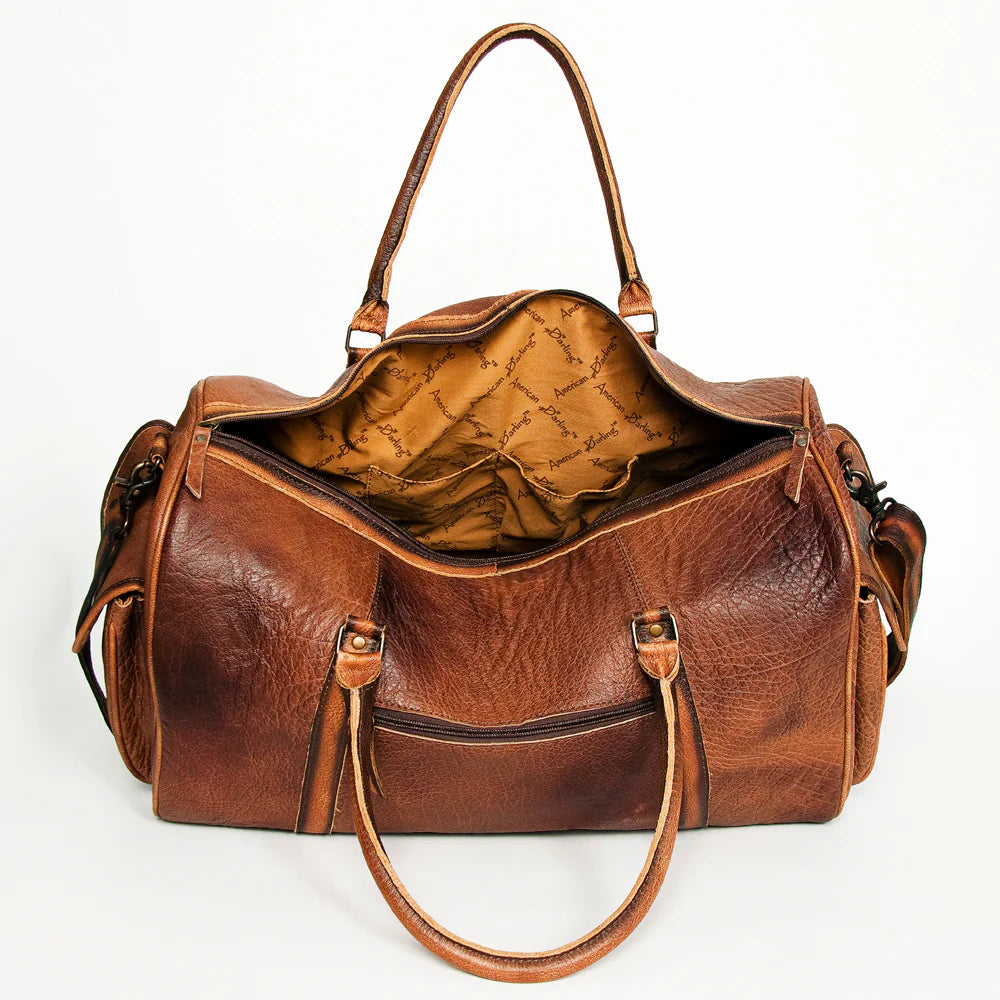 Handtooled Leather Duffel Bag