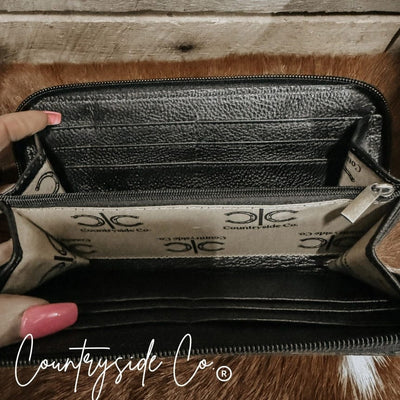 Countryside Co. Wallet Black Checkered Checkered Cowhide Womens Wallet Wristlet Trendy
