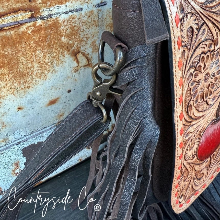 Countryside Co. Handbag Brown Cherry Crush Tooled Leather Purse