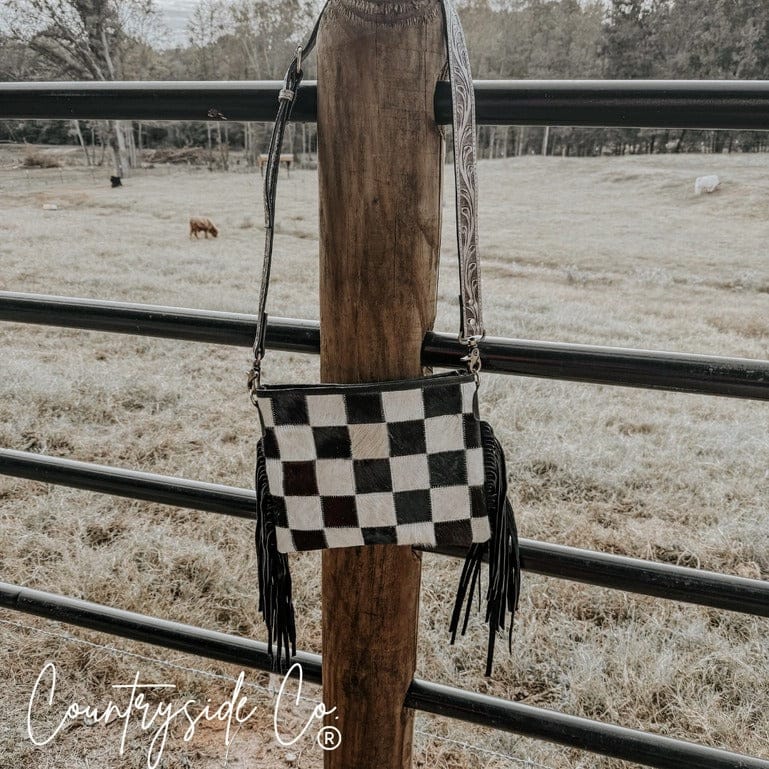 Countryside Co. Handbag Checkered Rodeo Square Cowhide Purse