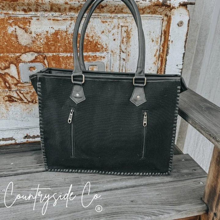 Countryside Co. Concealed Carry Tote Geometric Patchwork Cowhide Tote