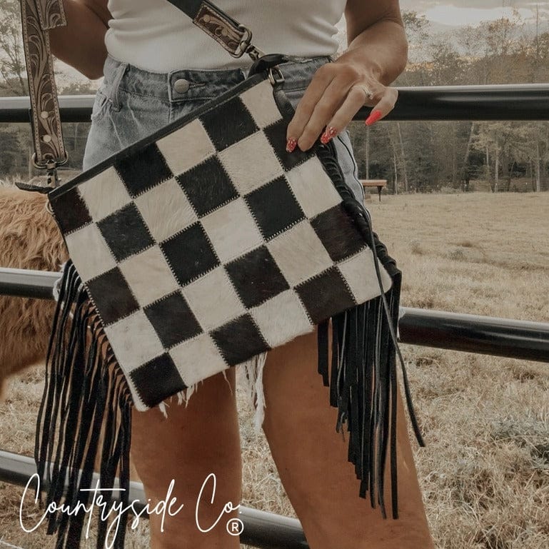 Countryside Co. Handbag Checkered Rodeo Square Cowhide Purse