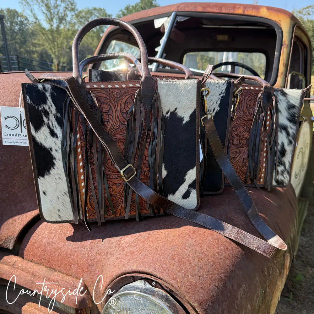 Countryside Co. Handbag Brown Jesse Conceal Carry Cowhide and Tooled Leather Handbag - Countryside Co.