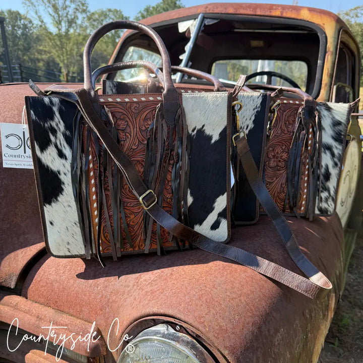 Countryside Co. Handbag Brown Jesse Conceal Carry Cowhide and Tooled Leather Handbag - Countryside Co.