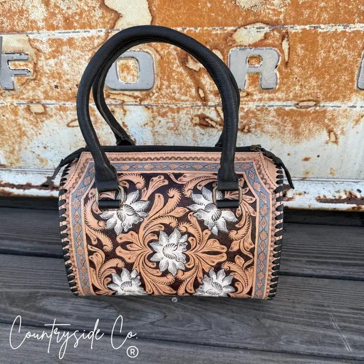 Countryside Co. Handbag Tan Stella Tooled Leather Speedy Bag