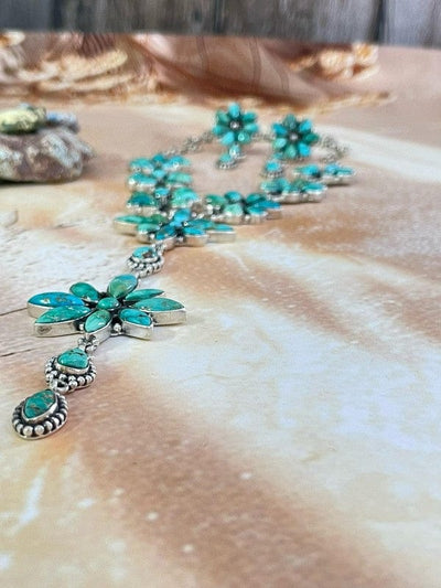 Nizhoni Traders LLC Necklace As Shown / One Size Handmade Sterling Silver Emerald Valley Turquoise