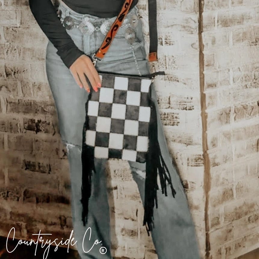 Countryside Co. Handbag Black Checkered Midnight Check Cowhide Bag