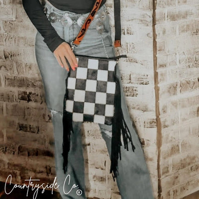 Countryside Co. Handbag Black Checkered Midnight Check Cowhide Bag