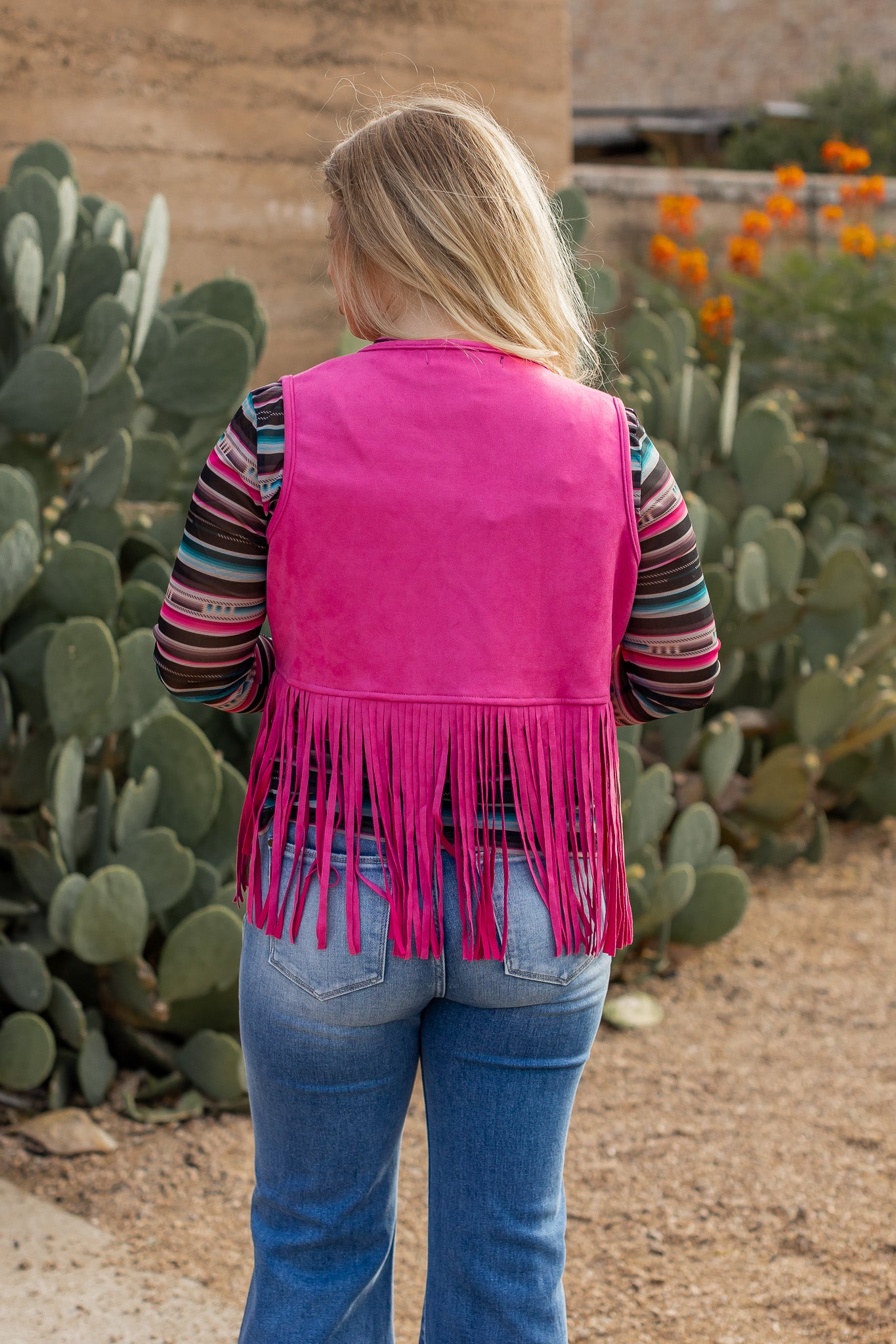 Pink sale fringe vest