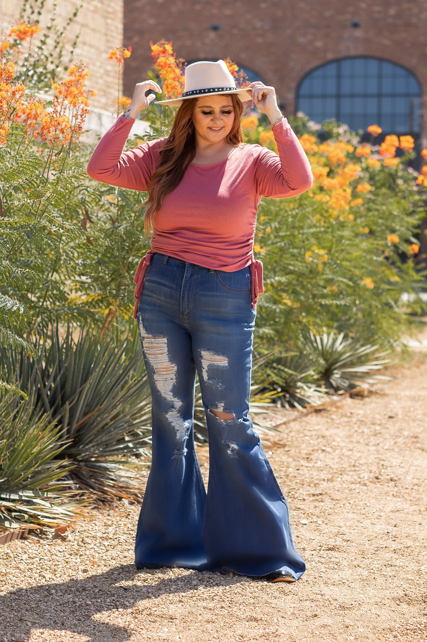Plus Size High Rise Distressed Jeans