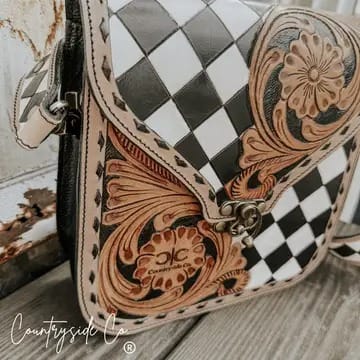 Countryside Co. Handbag Checkered Melrose Tooled Leather Checkered Handbag