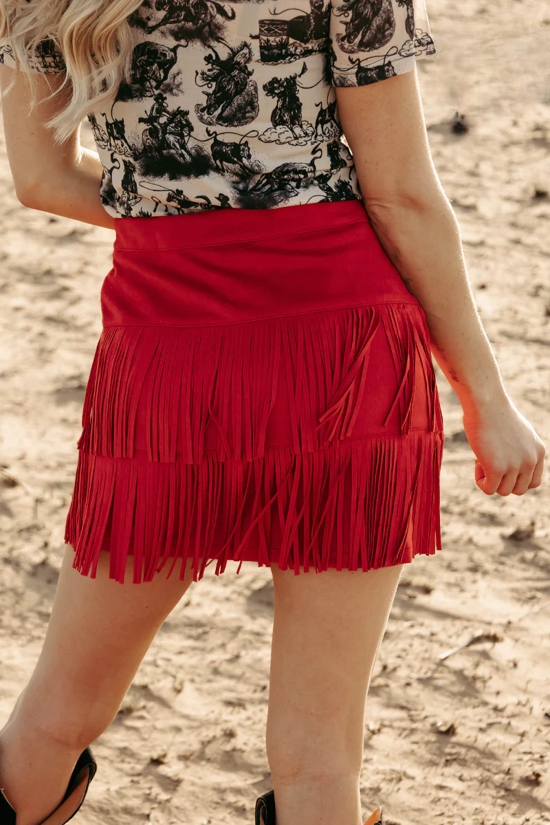 Fort Worth Fringe Skirt Red