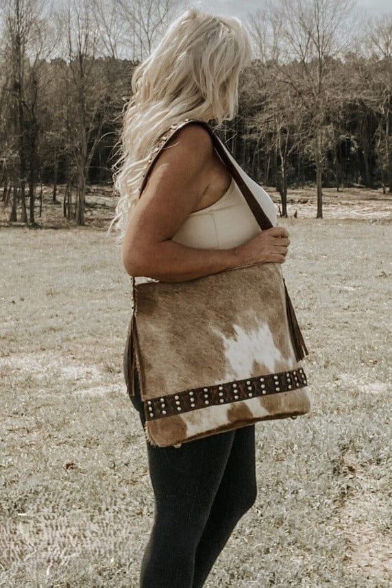 Countryside Co. Handbag Animal Cowhide Cross Stitched Leather Purse