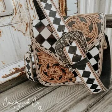 Countryside Co. Handbag Checkered Melrose Tooled Leather Checkered Handbag