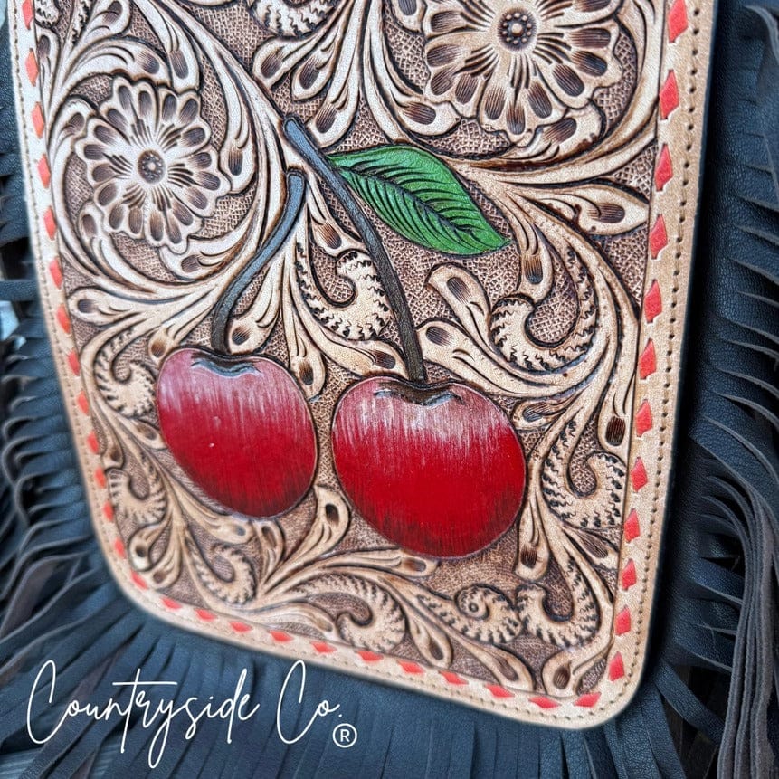 Countryside Co. Handbag Brown Cherry Crush Tooled Leather Purse