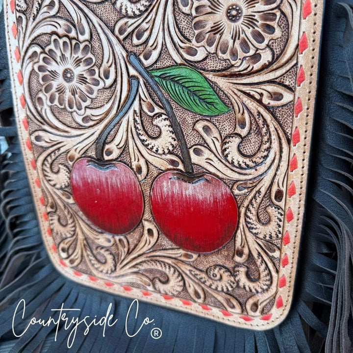 Countryside Co. Handbag Brown Cherry Crush Tooled Leather Purse