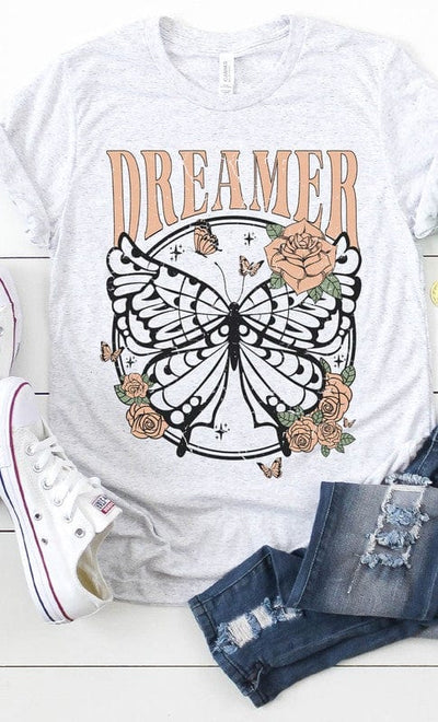 Kissed Apparel graphic tee Ash Gray / XXL Retro Dreamer Butterfly Graphic Tee PLUS