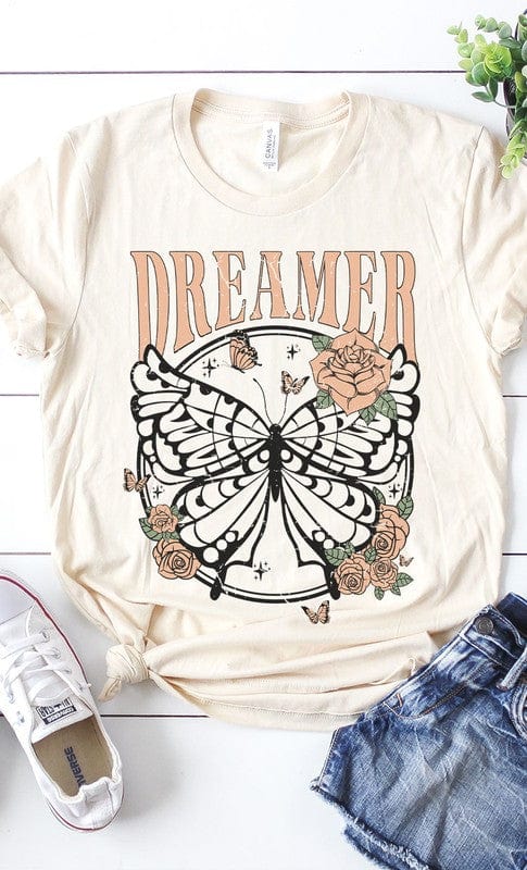 Kissed Apparel graphic tee Cream / XXL Retro Dreamer Butterfly Graphic Tee PLUS