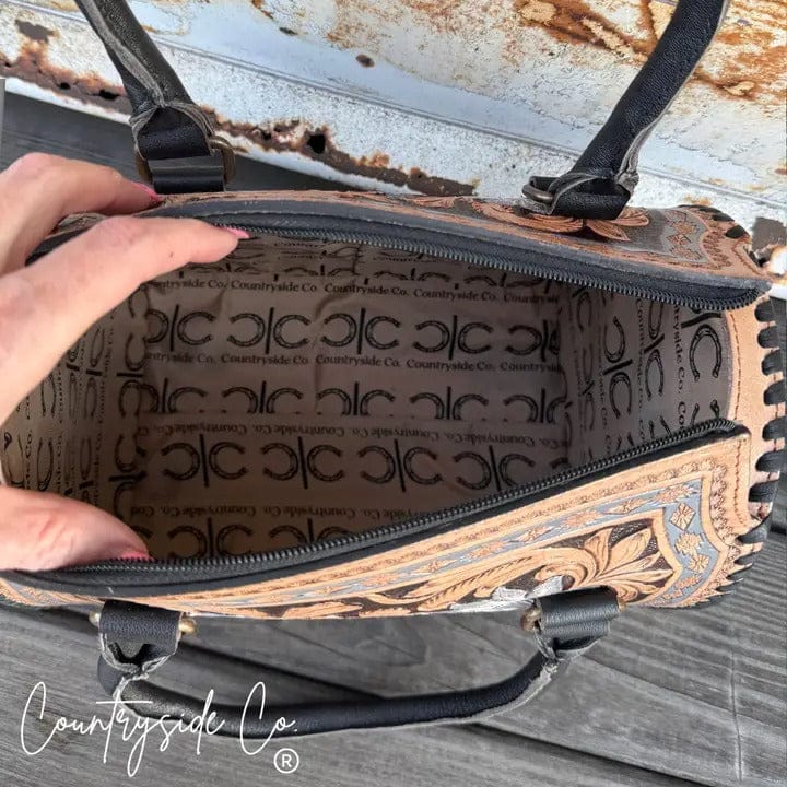 Countryside Co. Handbag Tan Stella Tooled Leather Speedy Bag