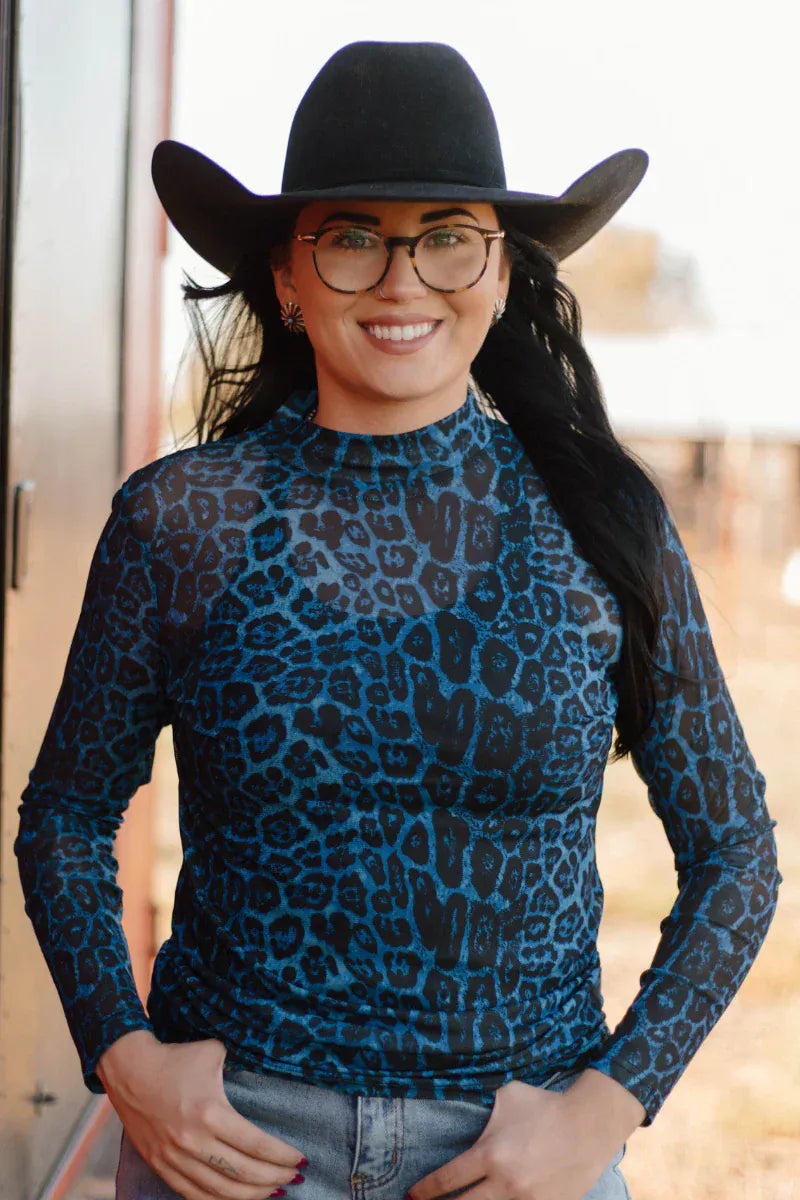 Sterling Kreek Long sleeve Mesh Top Sideline Spirit Blue Mesh Top