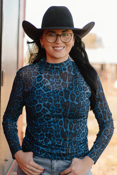 Sterling Kreek Long sleeve Mesh Top Sideline Spirit Blue Mesh Top