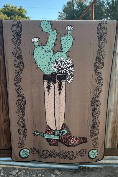 Sterling Kreek Blanket Tan Boots and Burlap Blanket