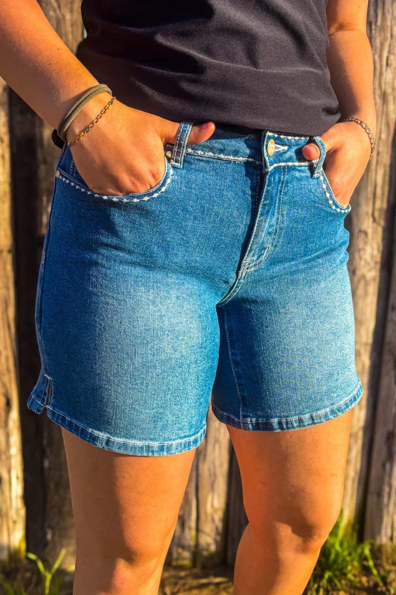Sterling Kreek Shorts Stitched Denim Shorts Long