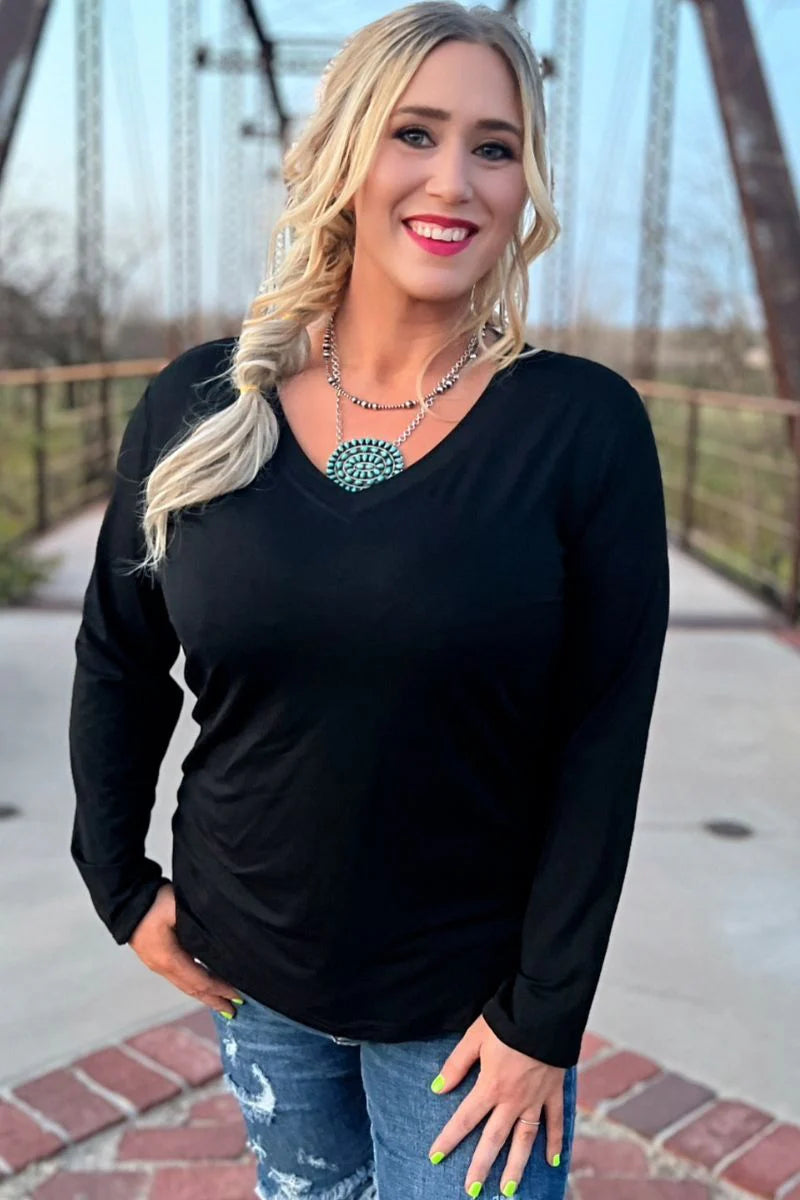 Simple Sterling Black Long Sleeve Top