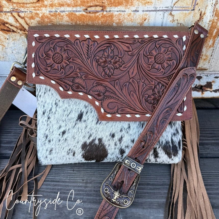 Countryside Co. Handbag Brown Georgia Western Cowhide Tooled Purse