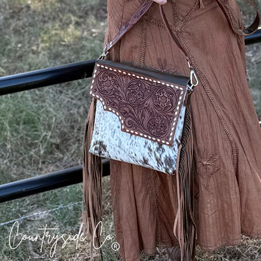Countryside Co. Handbag Brown Georgia Western Cowhide Tooled Purse