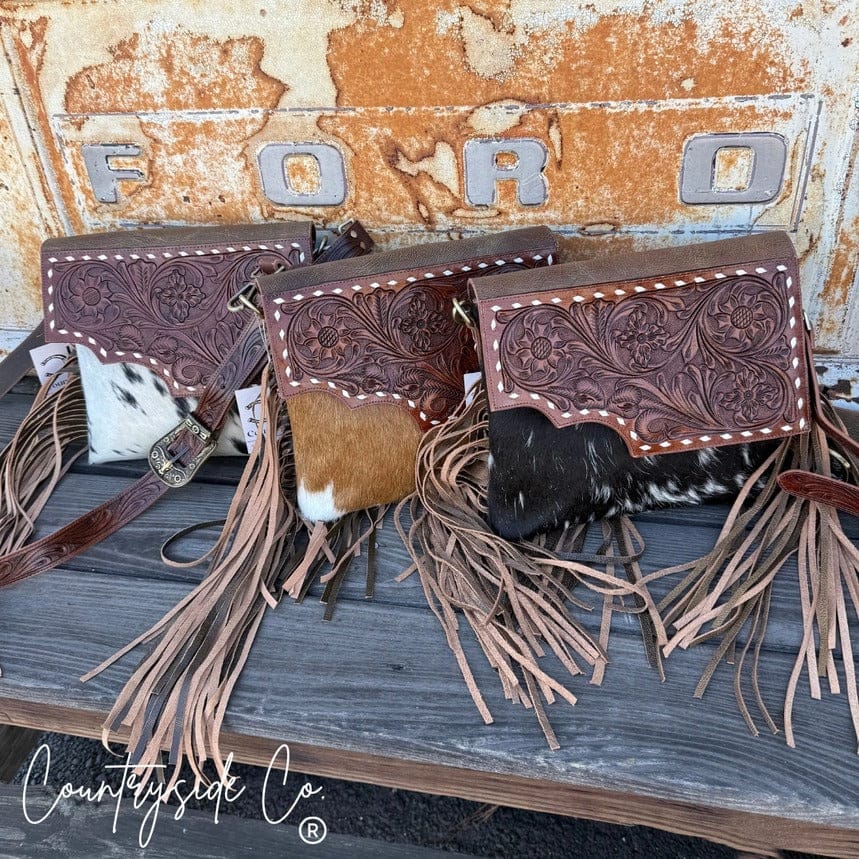 Countryside Co. Handbag Brown Georgia Western Cowhide Tooled Purse