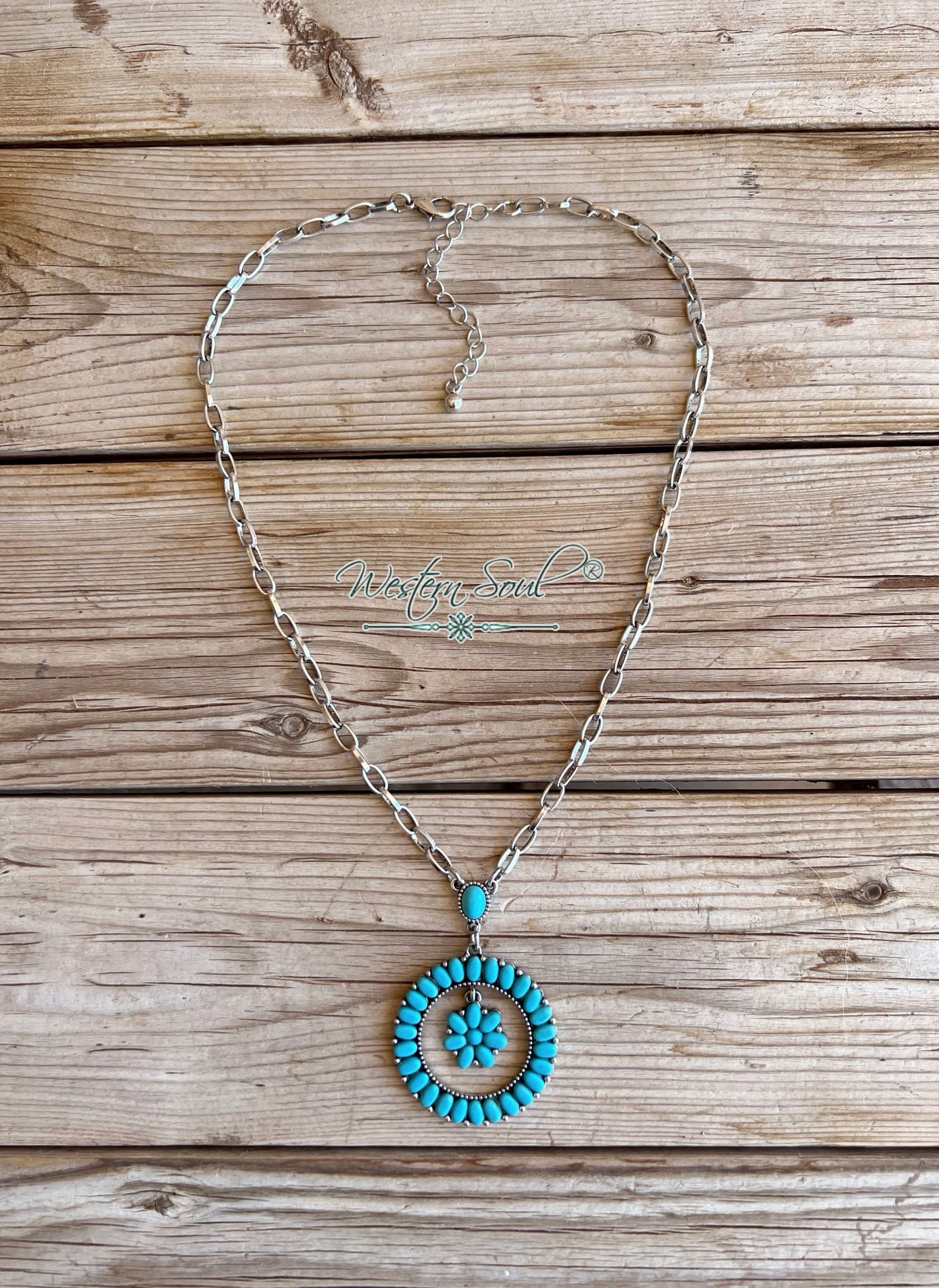 Hippie Necklace Turquoise Wildflower Skies Necklace