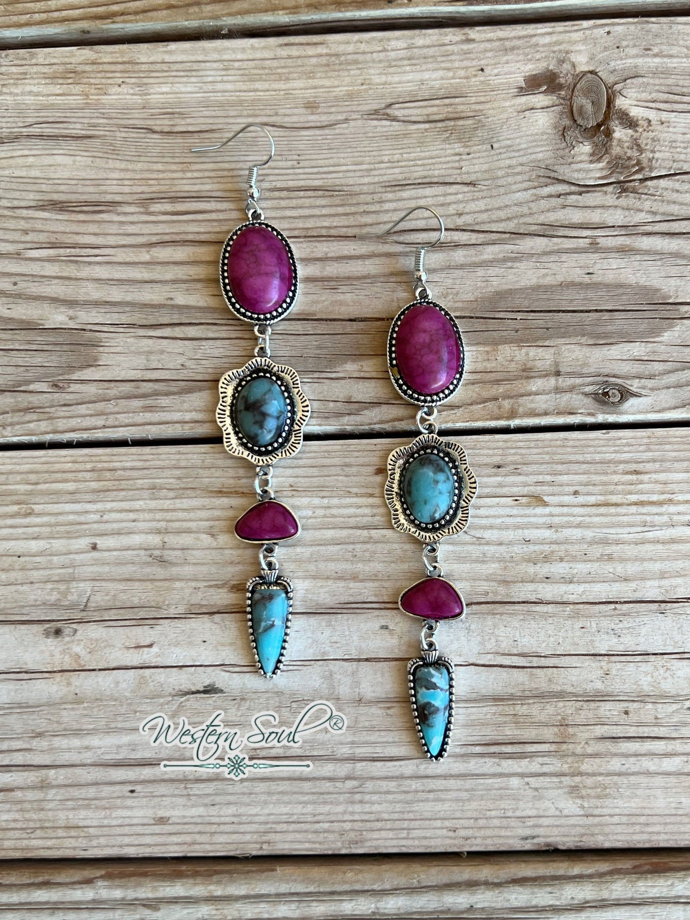 West and Co Earrings Magenta Western Trails Earrings