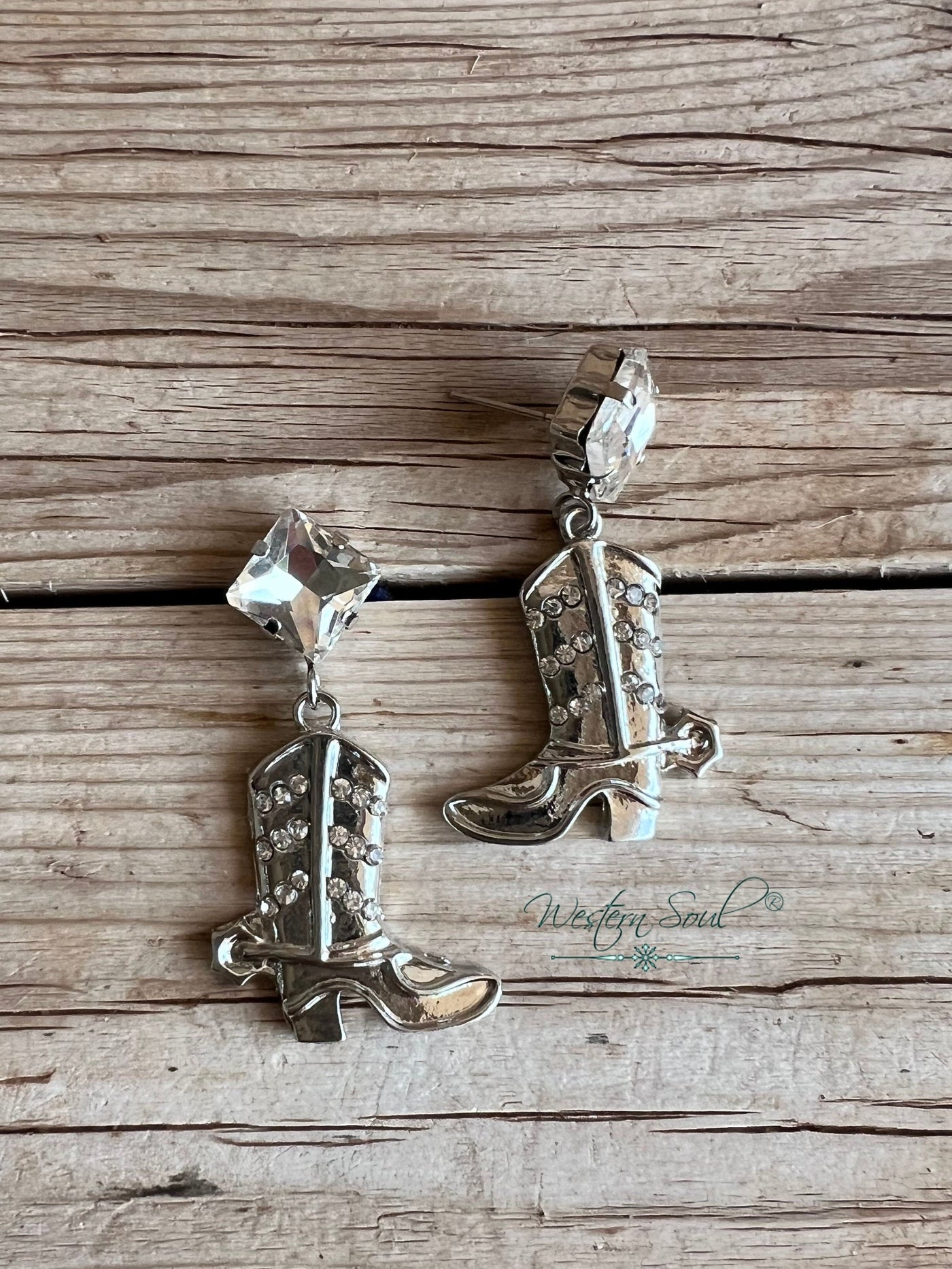 West and Co Earrings Silver Boot Scootin Earrings