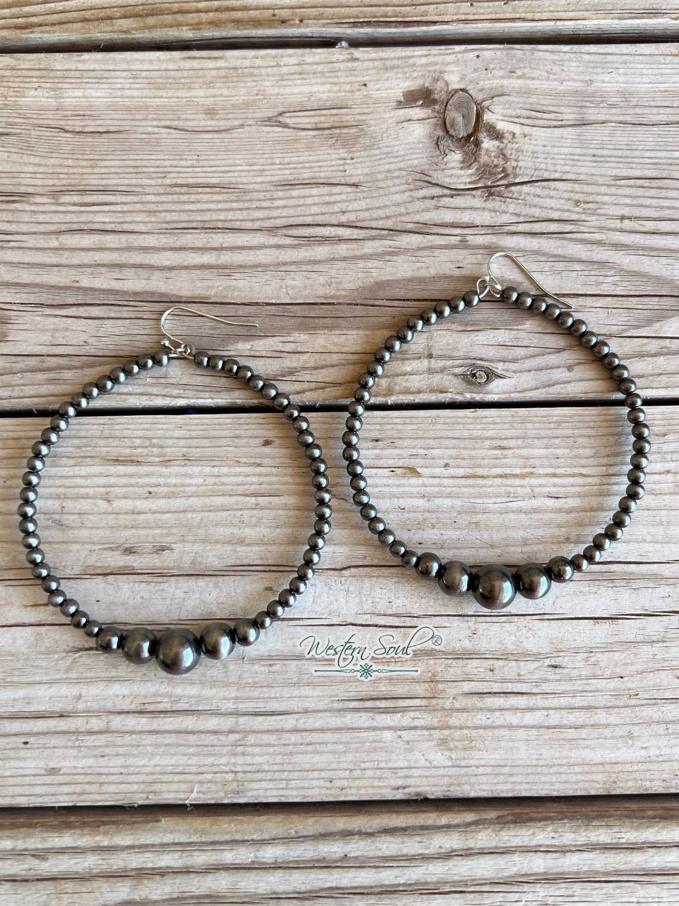 Isac Earrings Silver Polished Navajo Pearl Hoops