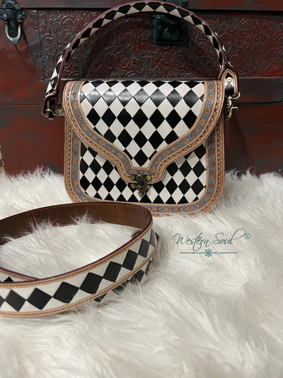 Country Side Co. Handbag Checkered Harlequin Tooled Leather Crossbody – Countryside Co.