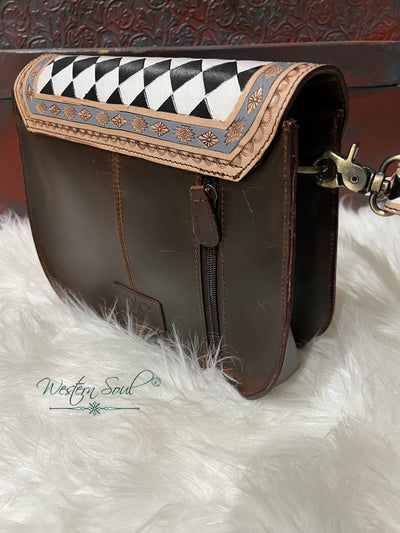 Country Side Co. Handbag Checkered Harlequin Tooled Leather Crossbody – Countryside Co.
