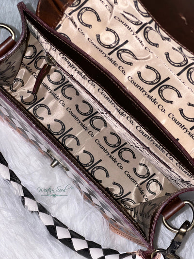 Country Side Co. Handbag Checkered Harlequin Tooled Leather Crossbody – Countryside Co.