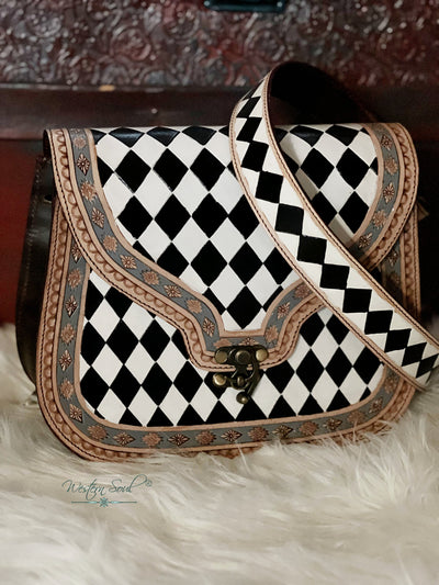 Country Side Co. Handbag Checkered Harlequin Tooled Leather Crossbody – Countryside Co.
