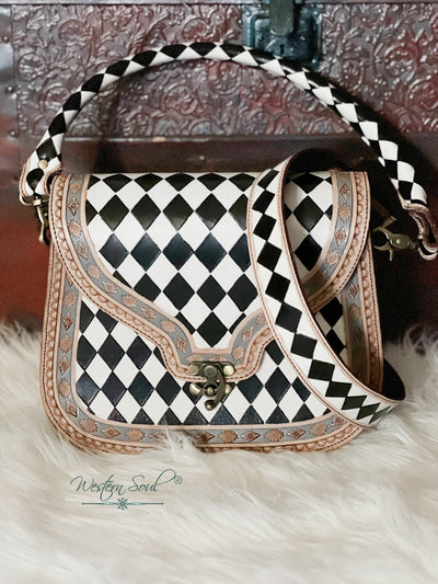 Country Side Co. Handbag Checkered Harlequin Tooled Leather Crossbody – Countryside Co.