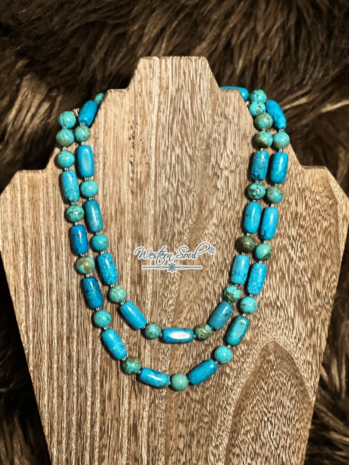 Horse Spirit Studio Necklace Turquoise Long Turquoise Necklace By Navajo Artist Mary W Roanhorse