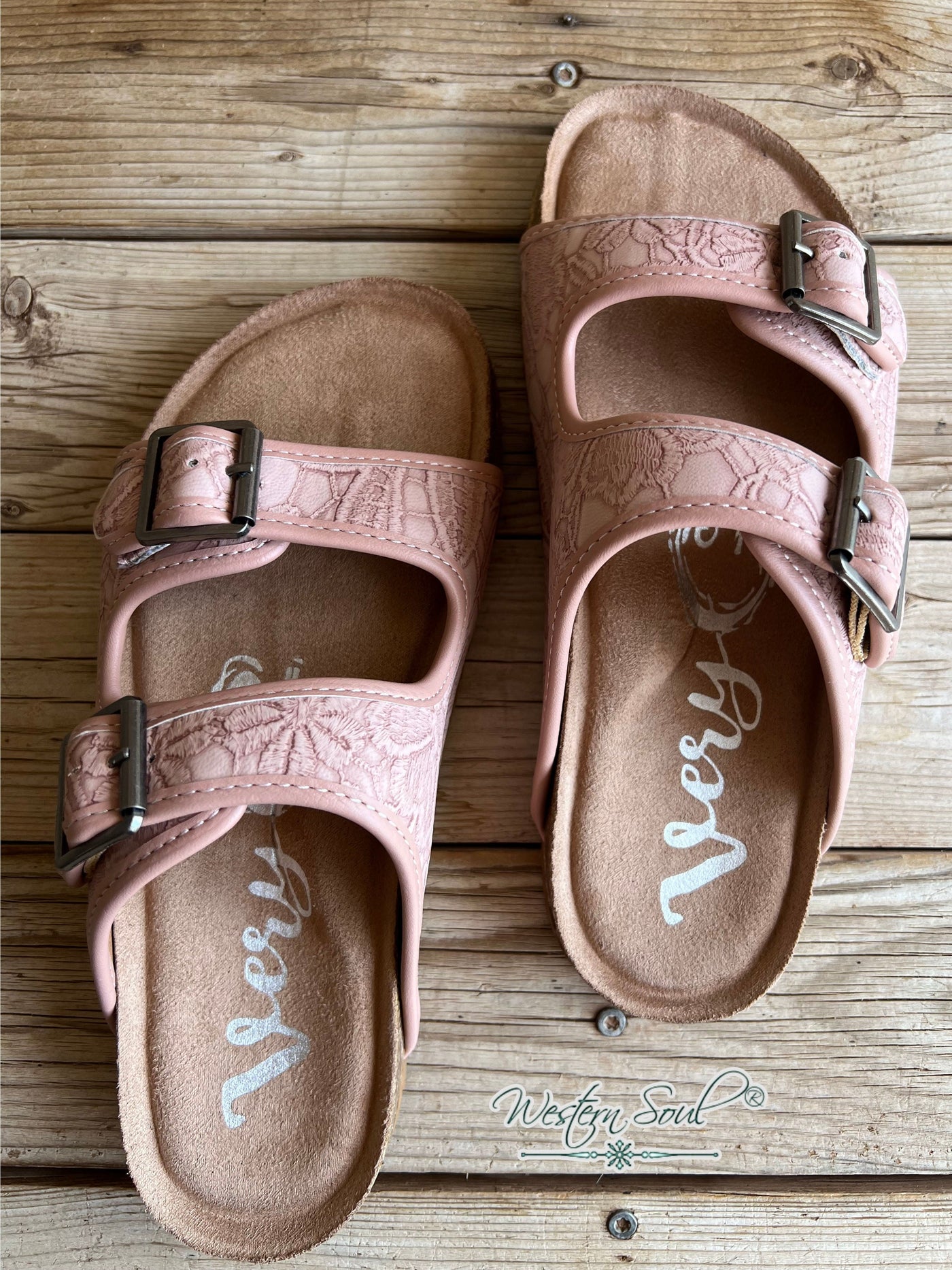 very Sandals Floral Print Western Sandal Blush